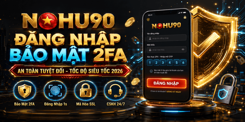 Giao diện đăng nhập an toàn và bảo mật 2FA tại NOHU90